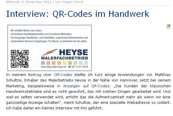 QR-Code im Handwerk - Maler HEYSE