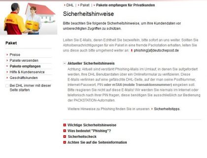 Hinweis DHL Original