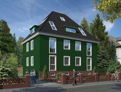 Altbau - Fassade in einem kräftigen Grün - Grüne Fassaden ?