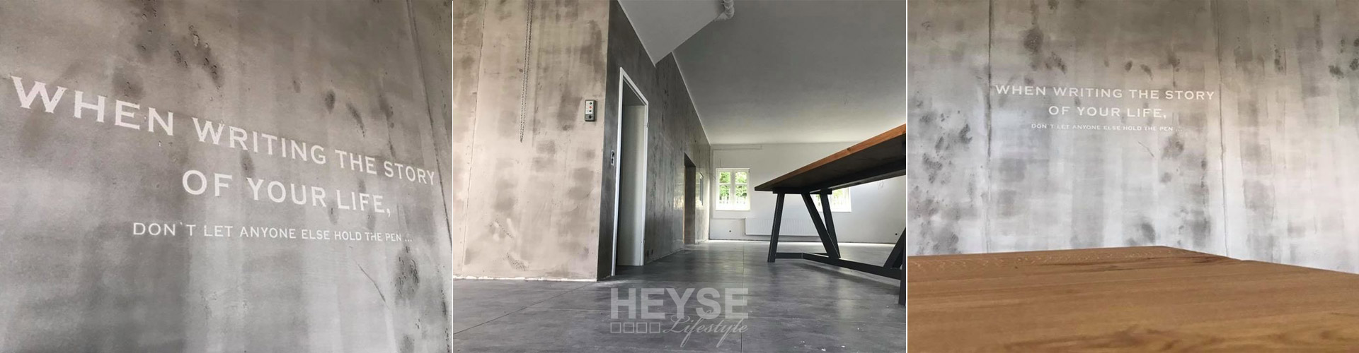 Betonoptik / Veredelung mit Schriftzug / Wandversiegelung