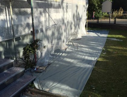Energetische Sanierung einer Altbaufassade / Waermedaemmverbundsystem, Baustellenimpressionen