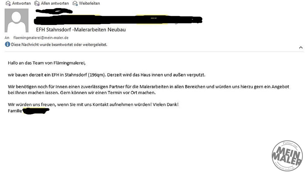 Anfrage für Maler-, Wand- und Deckenarbeiten in einem Neubau Fläming Malerei - Treuenbrietzen, Potsdam, Luckenwalde, Teltow