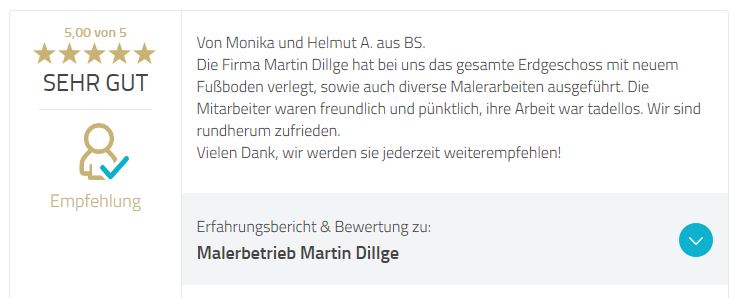 Kundenfeedback 5 Sterne - Designboden Holzoptik Braunschweig