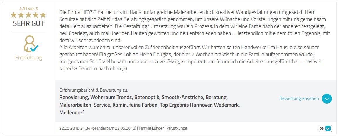 Referenz Malerarbeiten Betonoptik Kamingestaltung Kueche Wohnzimmer Treppenhaus streichen Mellendorf Hannover
