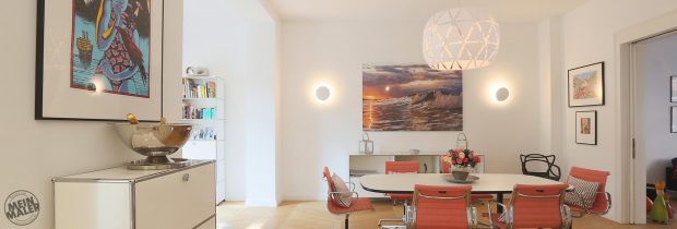 Stadthaus hochwertige Malerarbeiten Hannover glatte Decken Waende stilvoll Weiss Beige Smooth Wohnzimmer Leben Essen MeinMaler Lieblingsmaler 1