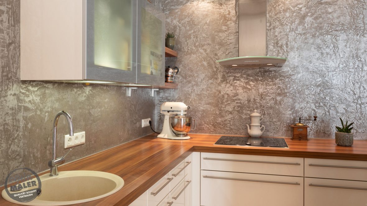 Kueche Wandgestaltung Spachteltechnik Fugenlos Maler Hannover 11