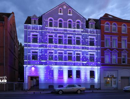 Lightshow Fassadenillumination Hannover nach Altbausanierung 03