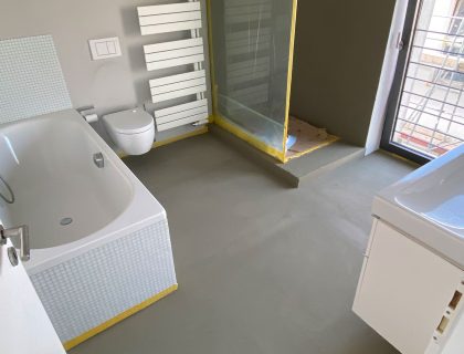 Badezimmer in Betonoptik Marmoroptik vom Lieblingsmaler in Braunschweig Gewebe