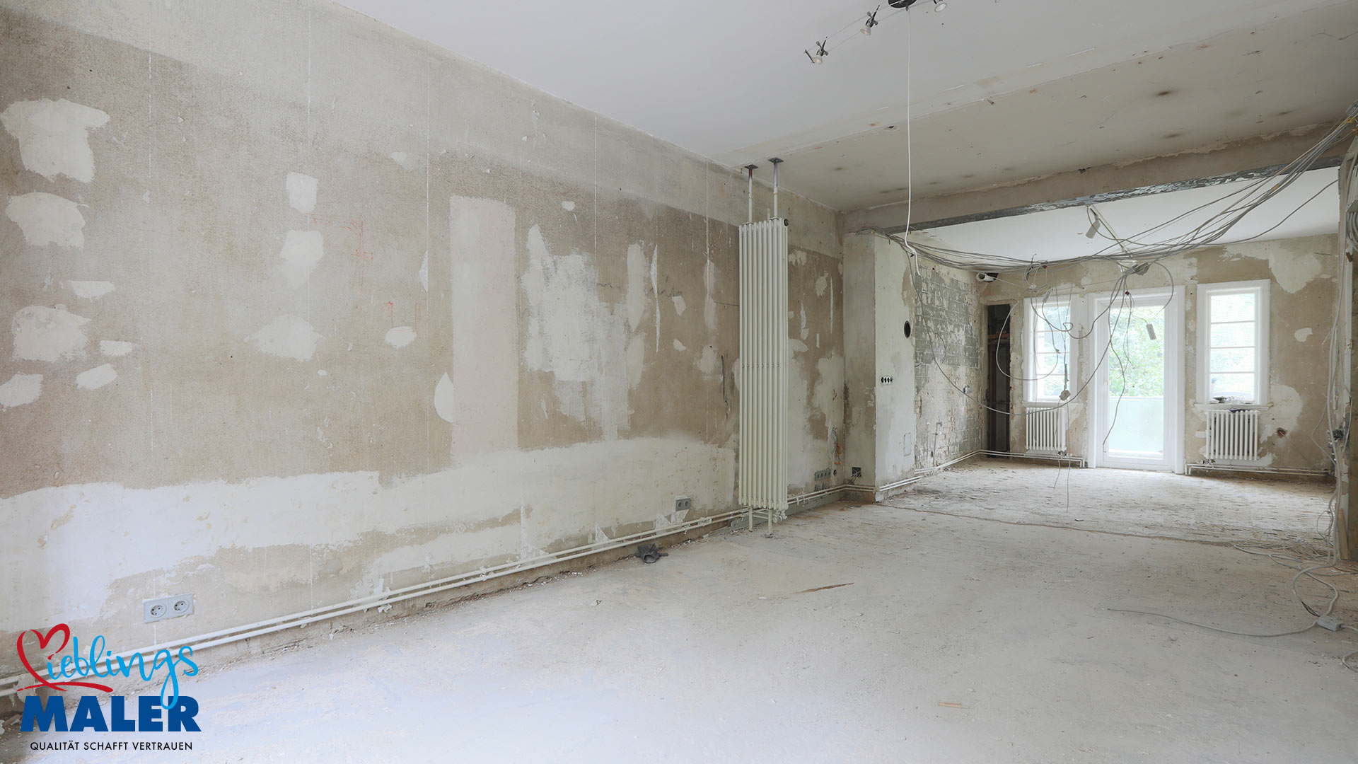 Sanierung Altbausanierung Malerarbeiten Hannover Fugenlos Spachteltechnik Esszimmer vorher 01