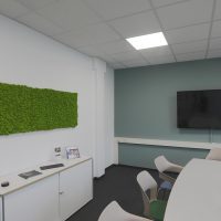 Arbeitswelten Wandgestaltung mit Optik wie Beton und MoosLogo MALER HEYSE Hannover