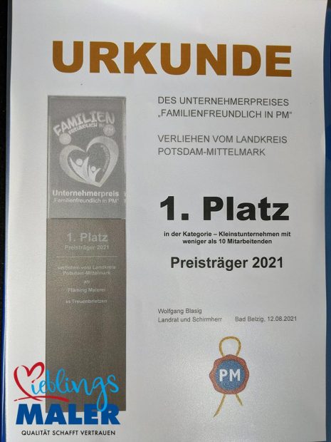 Unternehmerpreis 2021 Familienfreundlich in Potsdam Mittelmark 03