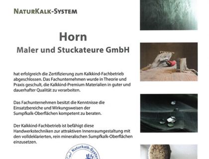 Zertifizierter Kalkkind Fachbetrieb Horn Stuckateure Achern Schwarzwald