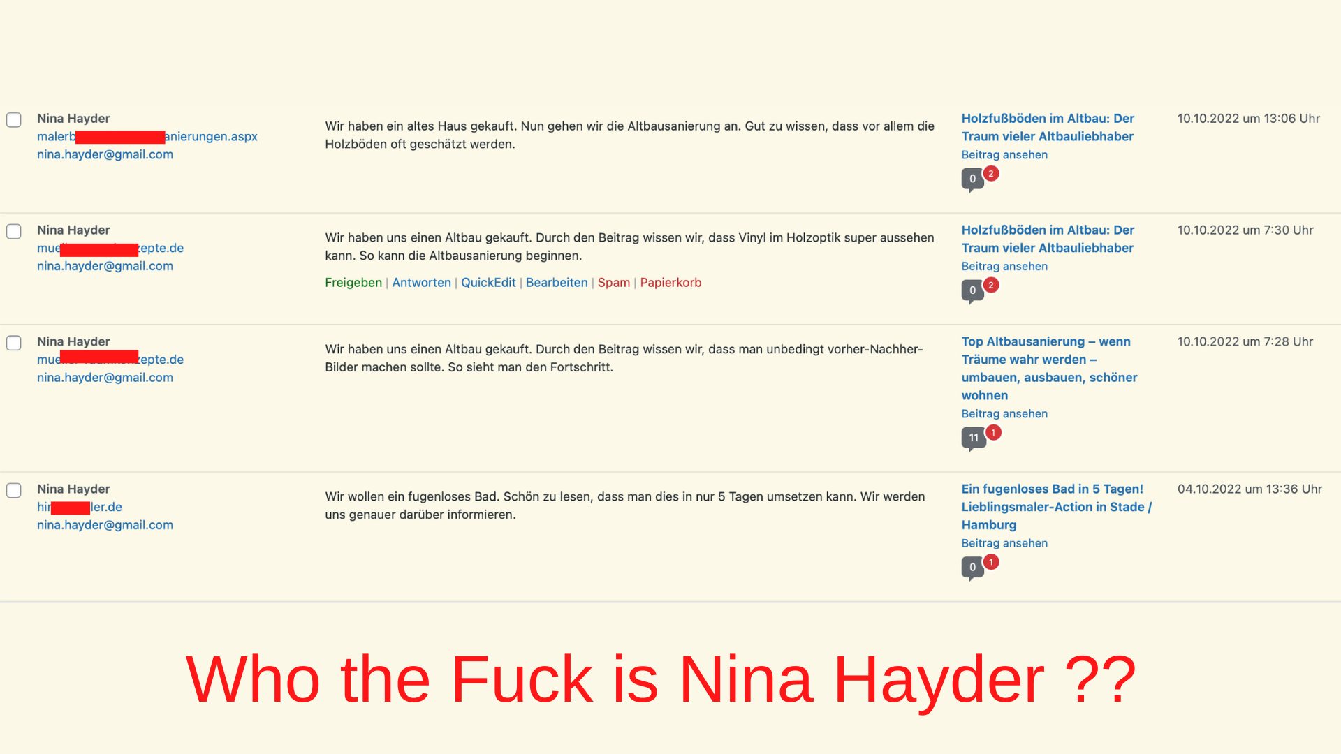 Nina Hayder kommentiert - Who the fuck is Nina Hayder