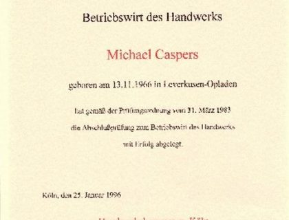Michael Caspers Leverkusen Betriebswirt 1996